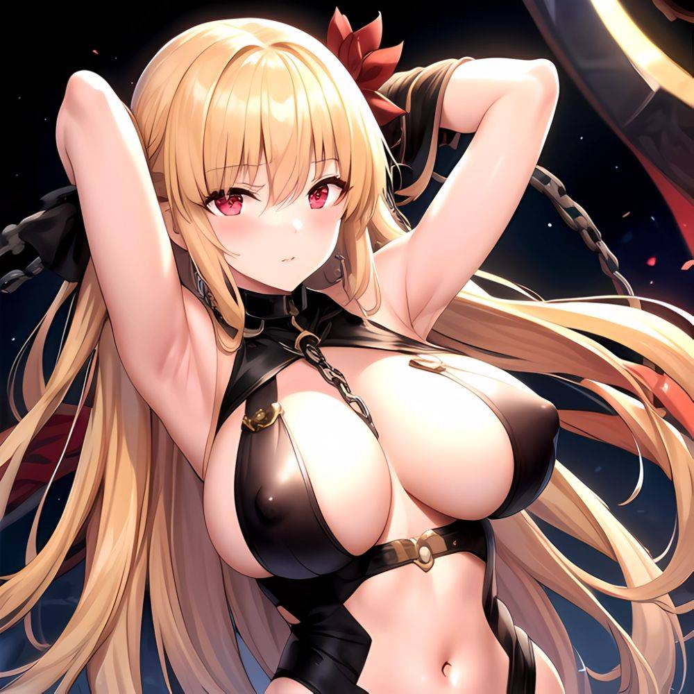 1girl Absurdres Armpits Arms Up Arms Behind Head Barghest Fate Barghest Second Ascension Fate Blonde Hair Blush Breasts Chain Ch, 2539924336 - AIHentai - #main