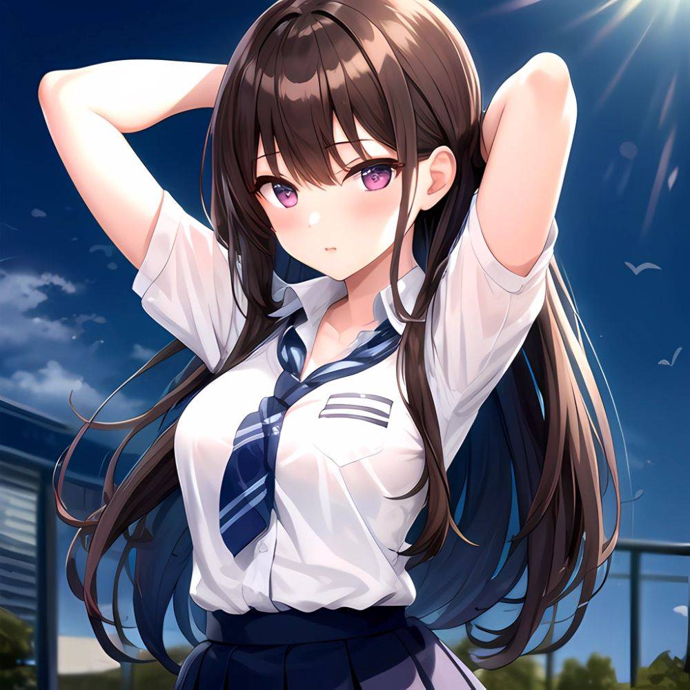 1girl Solo Schoolgirl Pov Arms Behind Head, 2459607454 - AIHentai - #main
