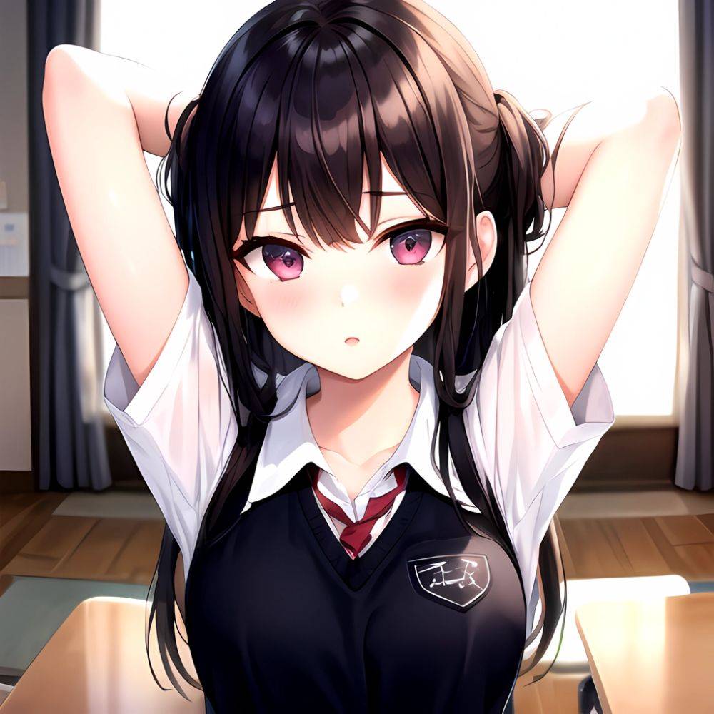 1girl Solo Schoolgirl Pov Arms Behind Head, 2457172641 - AIHentai - #main
