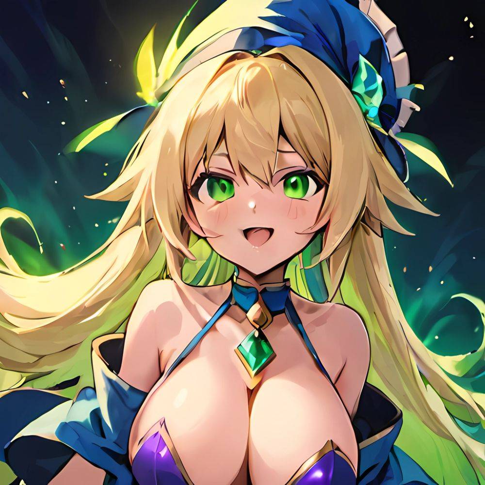 1boy 1girl D Absurdres Bare Shoulders Blonde Hair Blue Headwear Blush Blush Stickers Breasts Breasts Squeezed Together Censored, 2188818459 - AIHentai - #main
