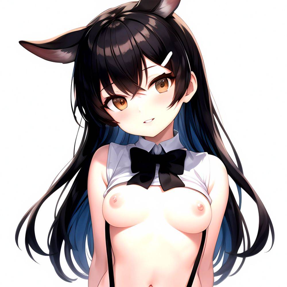 1girl Aardvark Kemono Friends Animal Ears Bare Shoulders Black Bow Black Bowtie Black Hair Bow Bowtie Breasts Brown Eyes Cropped, 1538297247 - AIHentai - #main