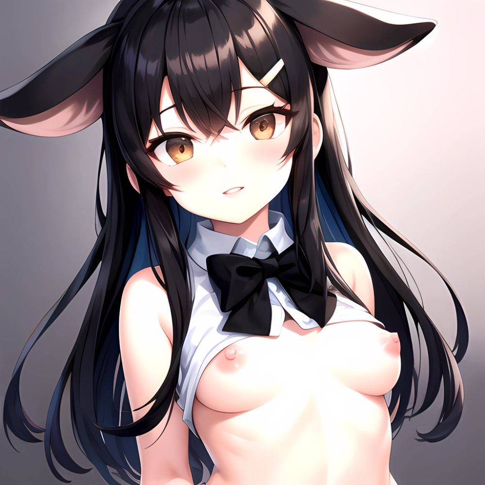1girl Aardvark Kemono Friends Animal Ears Bare Shoulders Black Bow Black Bowtie Black Hair Bow Bowtie Breasts Brown Eyes Cropped, 1081084334 - AIHentai - #main