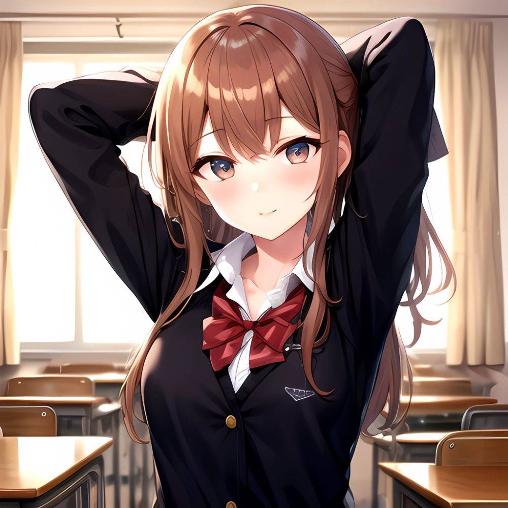1girl Solo Schoolgirl Pov Arms Behind Head, 3754777365 - AIHentai - #main