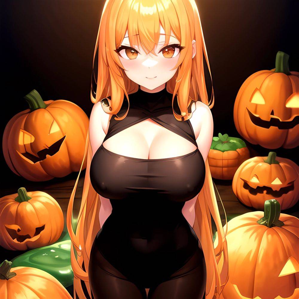 Orange Slime Messy Slime Big Boobs Pov Pumpkins Orange And Black Standing Up Facing The Viewer Arms Behind Back, 4258353137 - AIHentai - #main