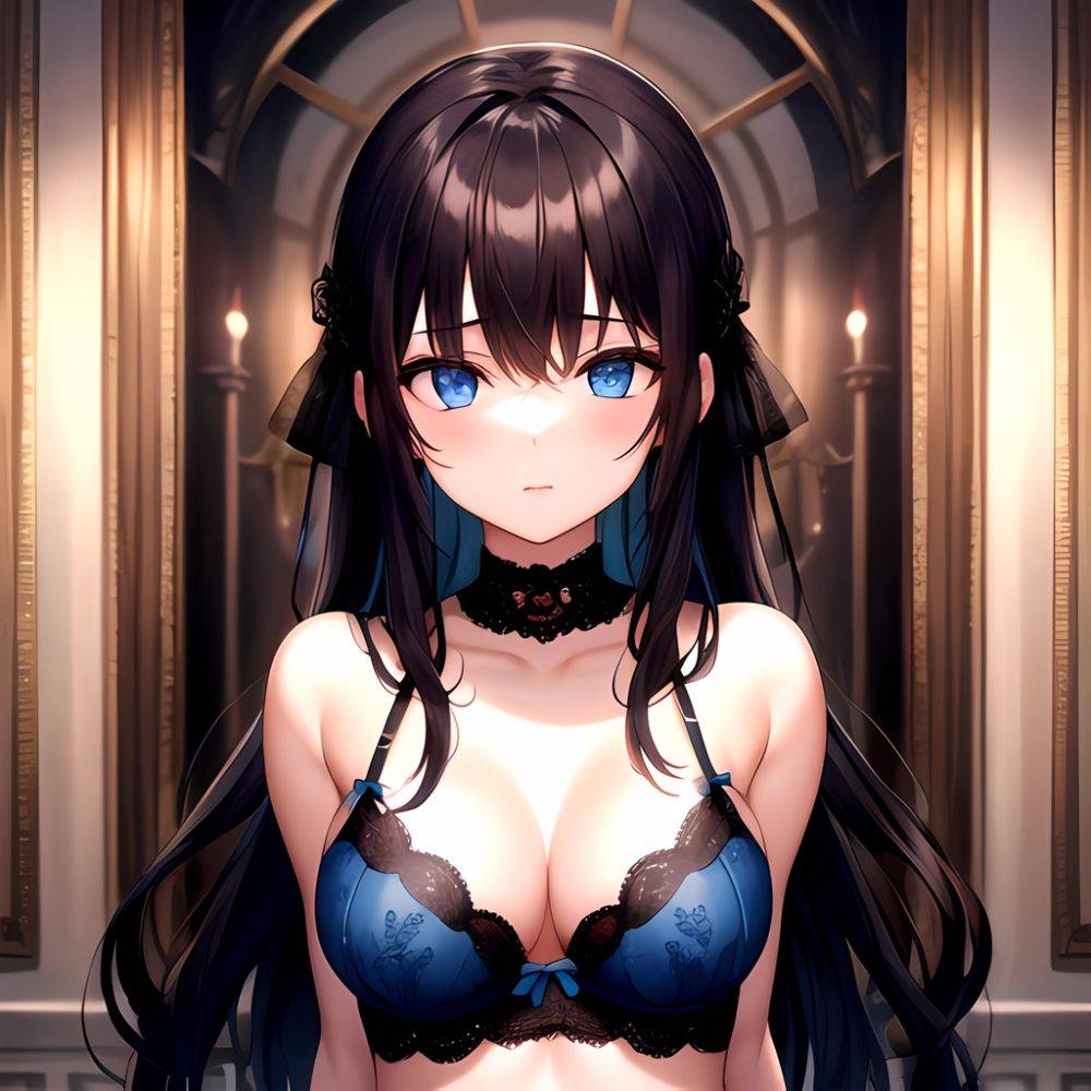 1girl Solo Gothic Emo Lingerie Arms Behind Back Facing The Viewer Blue Eyes, 3516508026 - AIHentai - #main