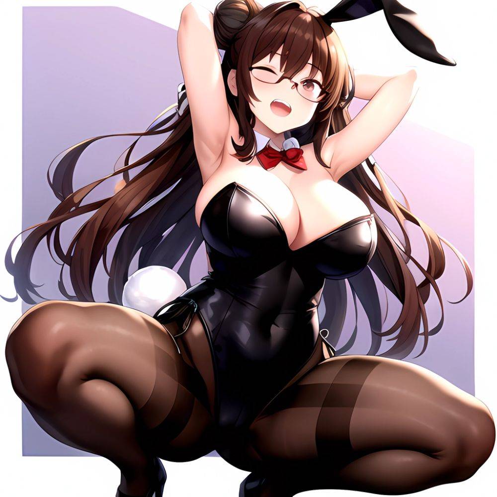 Namhorm Puzenketsu 1girl D Animal Ears Arm Behind Head Armpits Arms Up Bare Arms Bare Shoulders Black Footwear Black Leotard, 1236097013 - AIHentai - #main