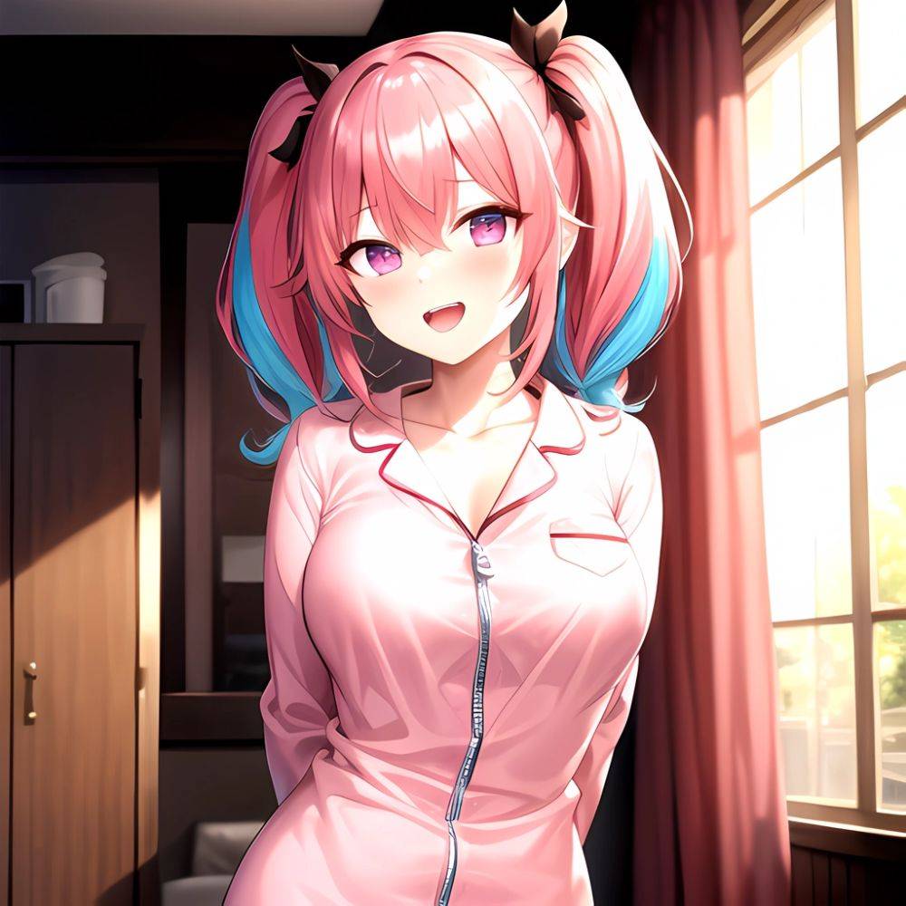 Han Juri 1girl Blush Breasts Breasts Apart Collarbone Hair Over One Eye Large Breasts Long Sleeves Multicolored Hair Navel Nippl, 1246961470 - AIHentai - #main
