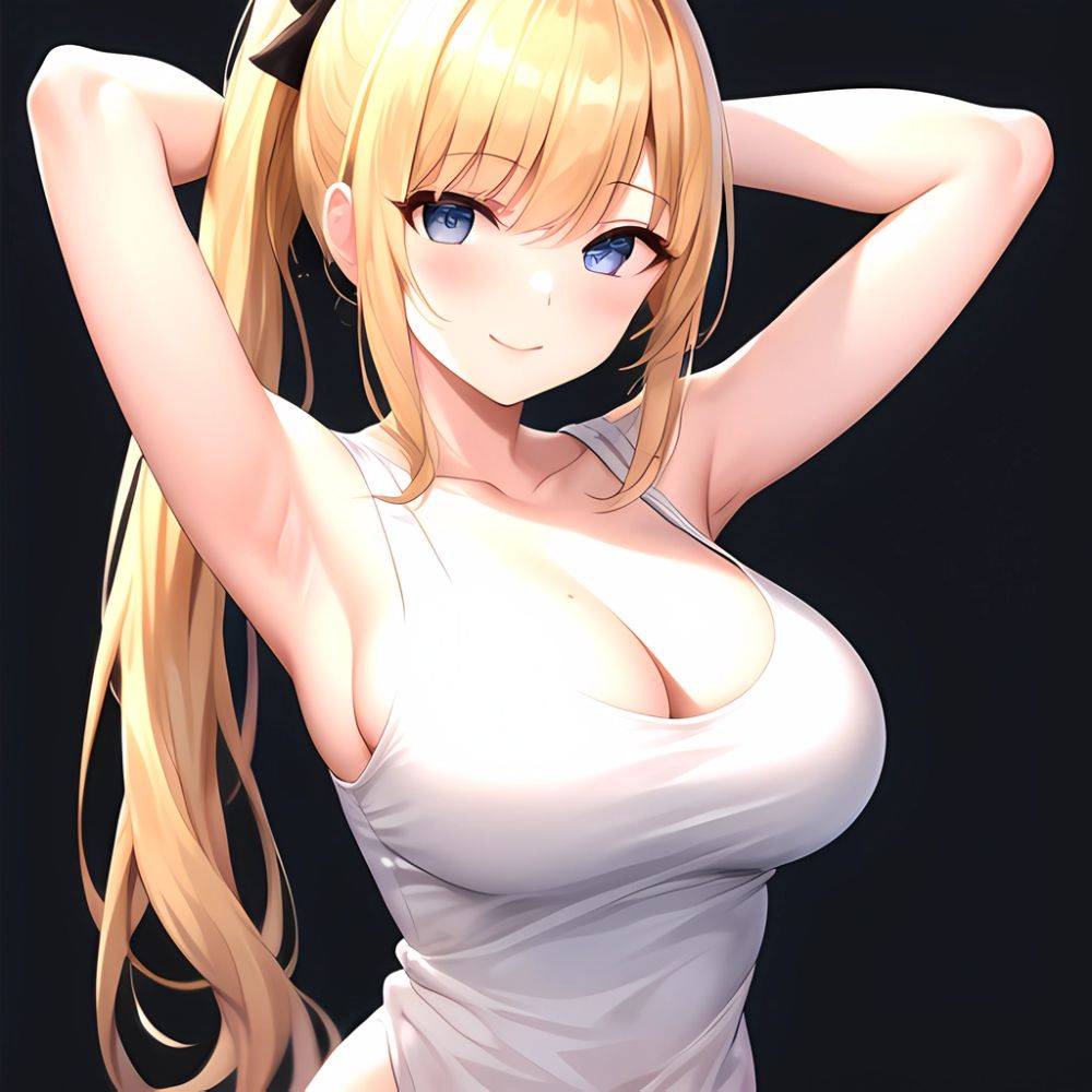 Beatrix Amerhauser 1girl Armpits Arms Behind Head Bare Shoulders Blonde Hair Breasts Cleavage Large Breasts Long Hair Looking At, 2641987894 - AIHentai - #main
