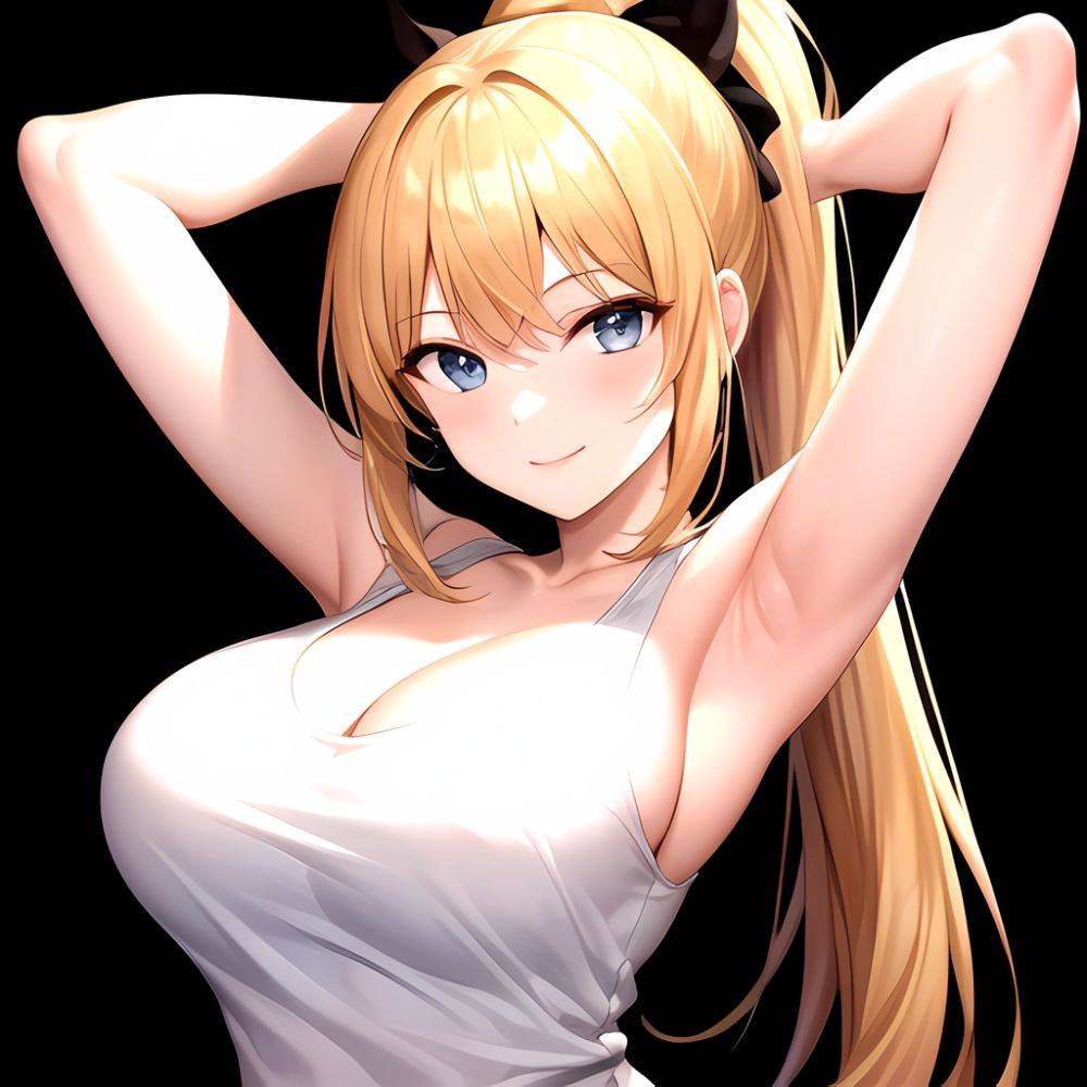 Beatrix Amerhauser 1girl Armpits Arms Behind Head Bare Shoulders Blonde Hair Breasts Cleavage Large Breasts Long Hair Looking At, 3025538505 - AIHentai - #main