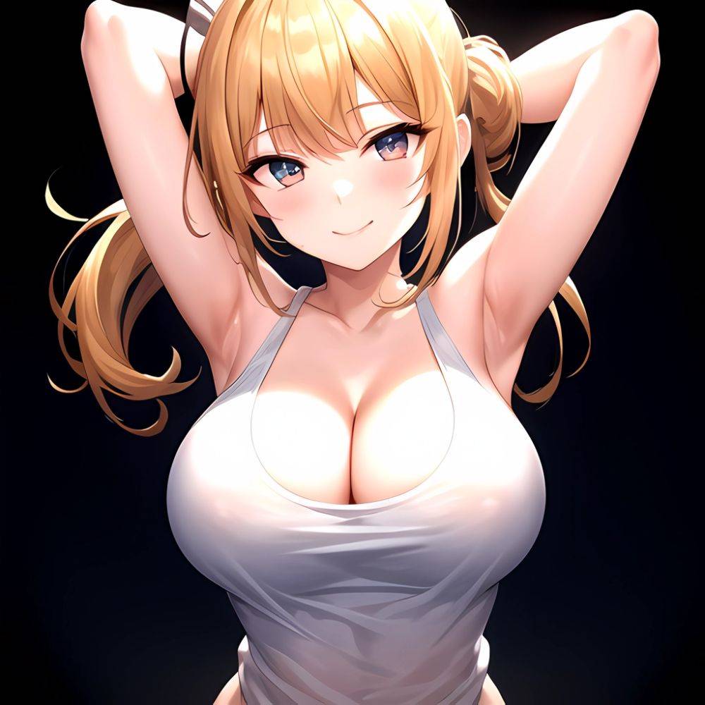 Beatrix Amerhauser 1girl Armpits Arms Behind Head Bare Shoulders Blonde Hair Breasts Cleavage Large Breasts Long Hair Looking At, 3255539633 - AIHentai - #main