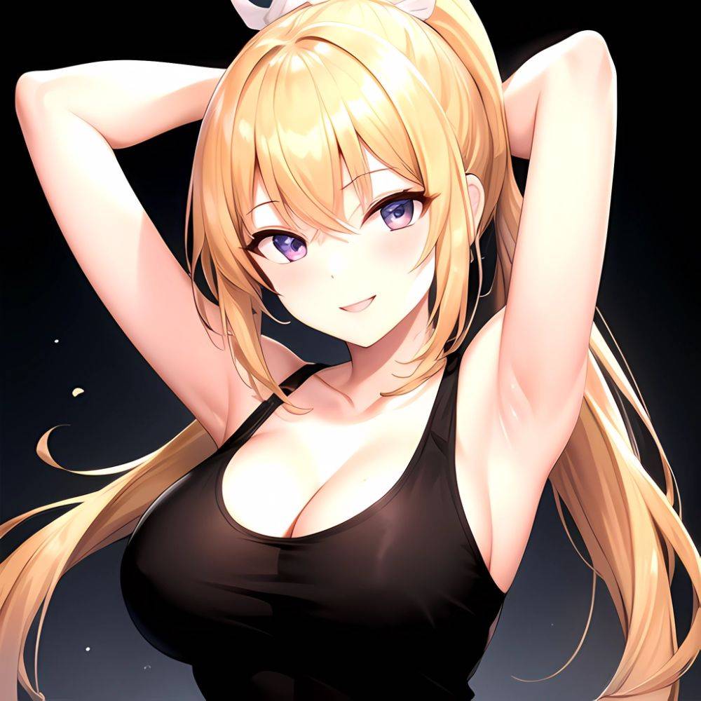 Beatrix Amerhauser 1girl Armpits Arms Behind Head Bare Shoulders Blonde Hair Breasts Cleavage Large Breasts Long Hair Looking At, 3055895400 - AIHentai - #main