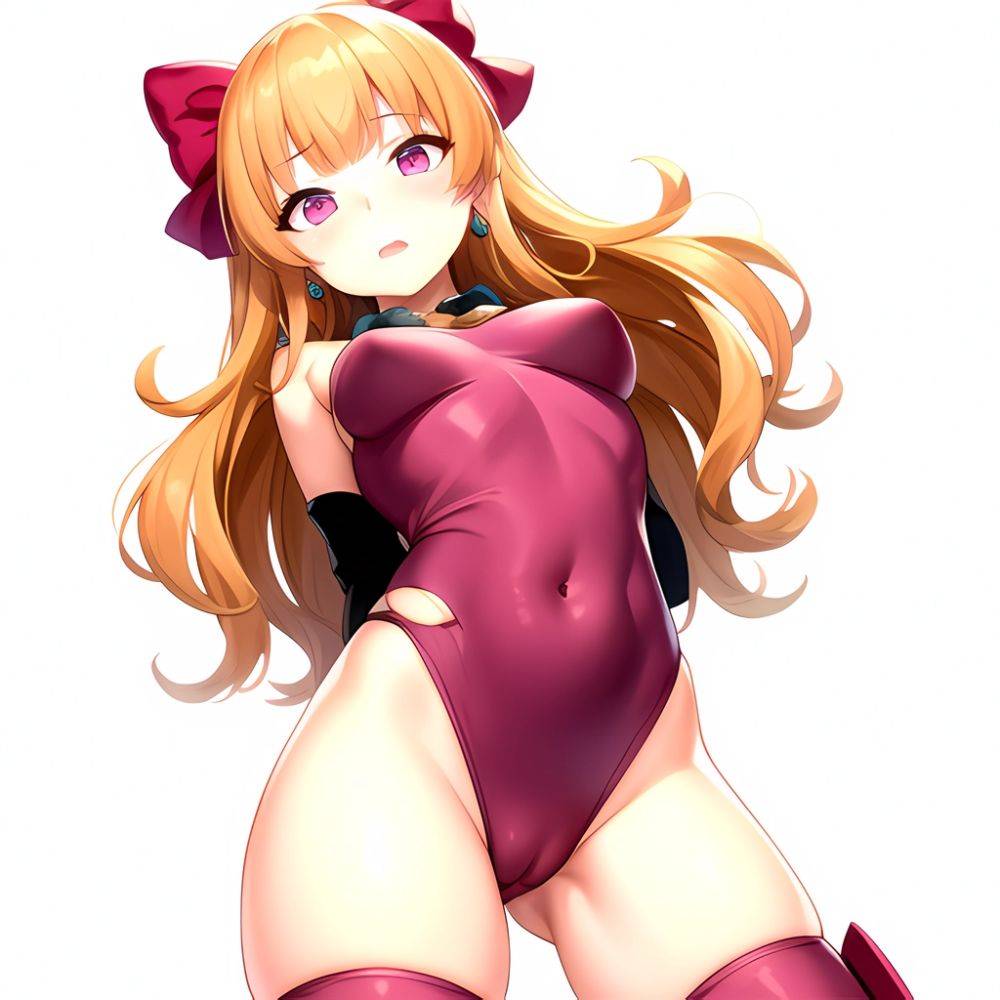 1girl Akazutsumi Momoko Blunt Bangs Bow Covered Navel Earrings Female Focus From Below Hair Bow Hyper Blossom Kndhentai Leotard, 2310451509 - AIHentai - #main