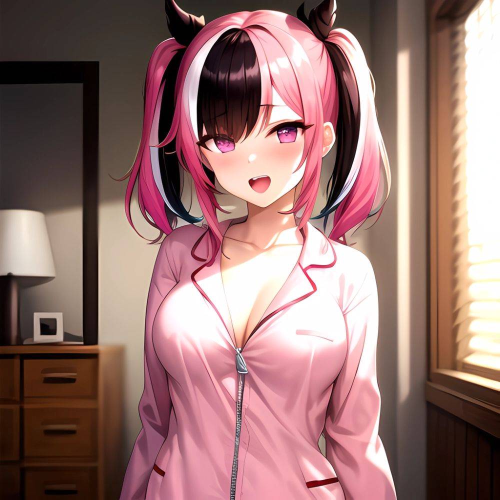 Han Juri 1girl Blush Breasts Breasts Apart Collarbone Hair Over One Eye Large Breasts Long Sleeves Multicolored Hair Navel Nippl, 3886280846 - AIHentai - #main
