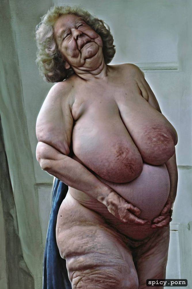 fat thighs, short hairs, super obese old granny, professionnal colored photography - #main