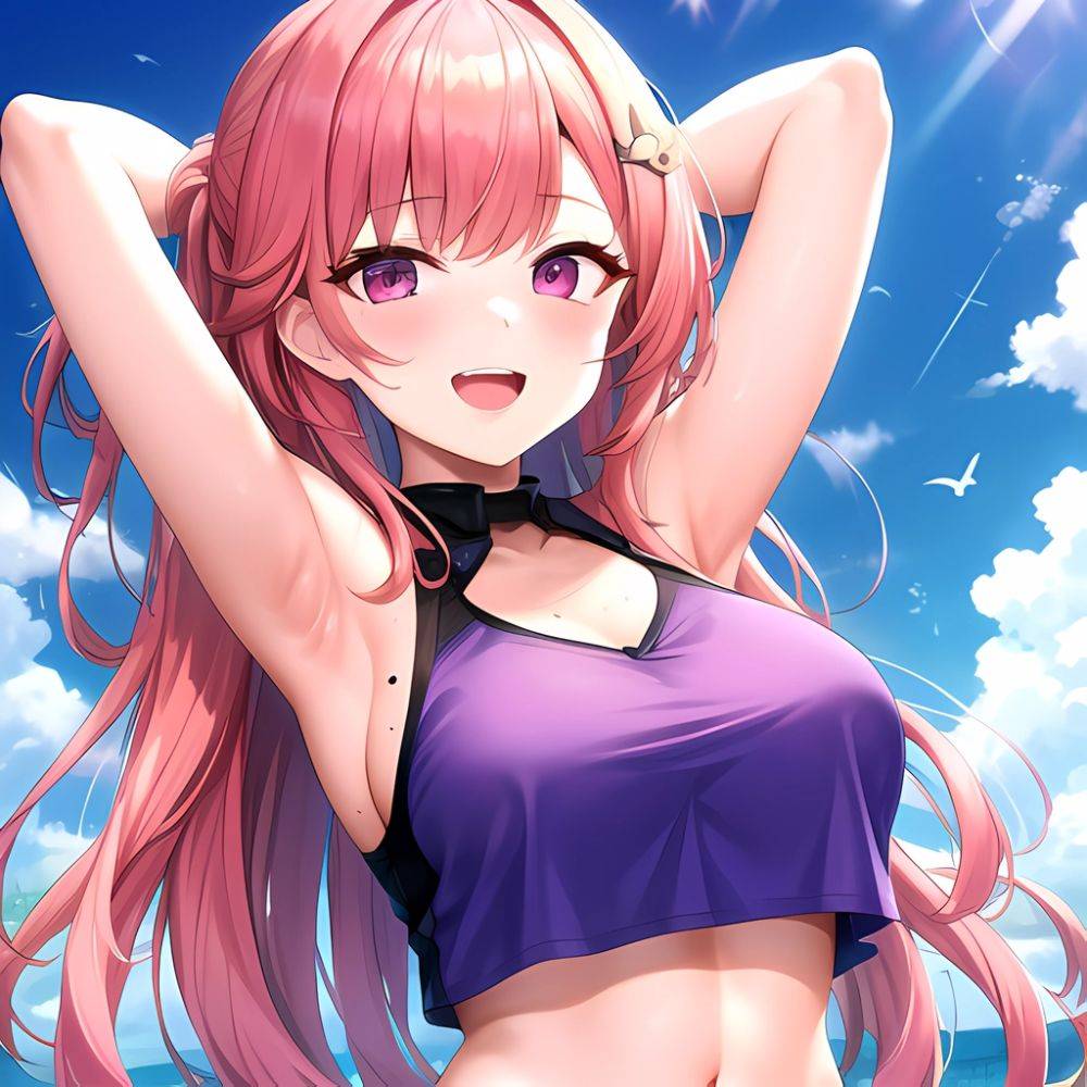 1girl D Absurdres Armpits Arms Behind Head Azur Lane Blush Breasts Bremerton Azur Lane Crop Top Highres Large Breasts Looking, 1607615789 - AIHentai - #main