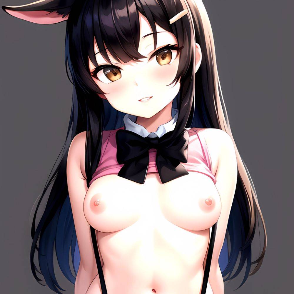 1girl Aardvark Kemono Friends Animal Ears Bare Shoulders Black Bow Black Bowtie Black Hair Bow Bowtie Breasts Brown Eyes Cropped, 1676579991 - AIHentai - #main
