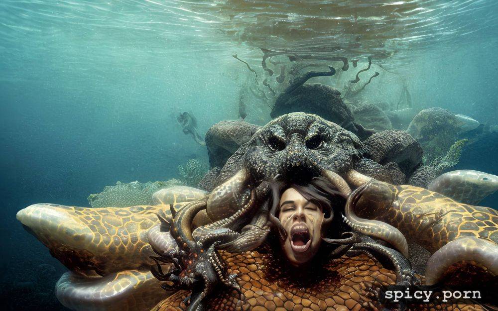 snakes swimming round scene, underwater scenario in the barriere reef - #main