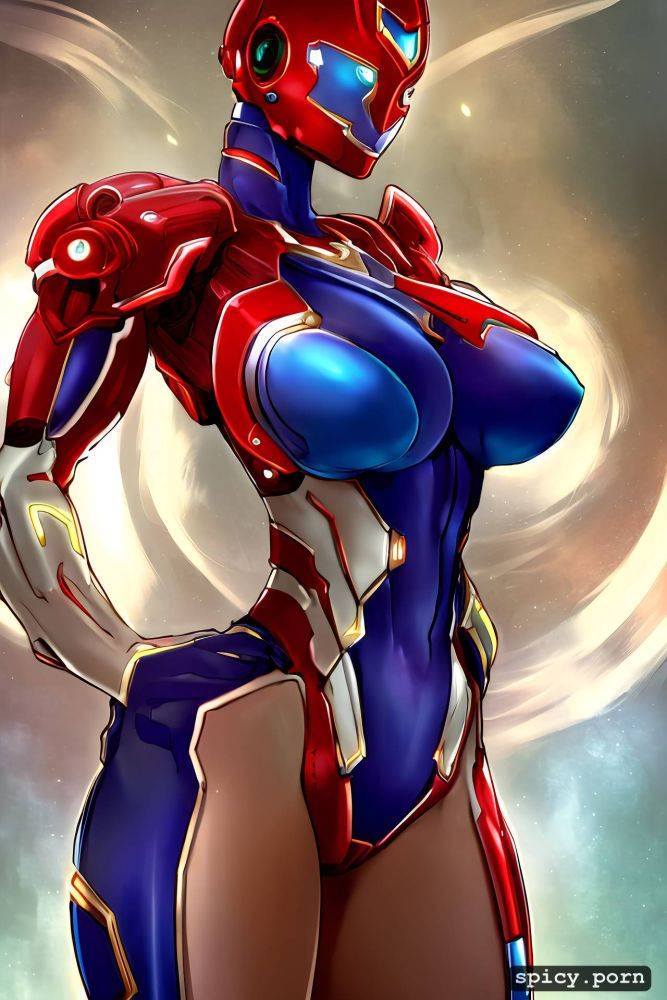busty, comprehensive cinematic, vibrant, strong warrior robot - #main