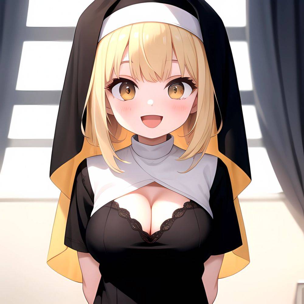 1girl D Black Headwear Black Nails Blonde Hair Blush Breasts Cleavage Grey Hair Large Breasts Long Hair Multicolored Hair Nail, 3460561614 - AIHentai - #main