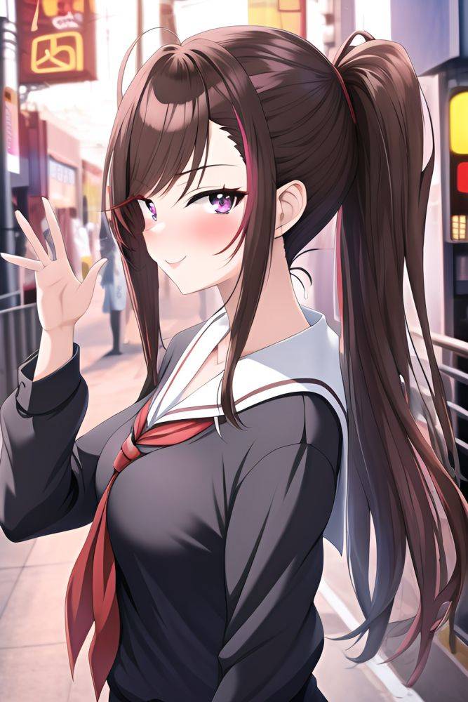 Anime Busty Small Tits 18 Age Happy Face Brunette Slicked Hair Style Light Skin Cyberpunk Wedding Side View T Pose Schoolgirl 3662185469912596067 - AI Hentai - #main