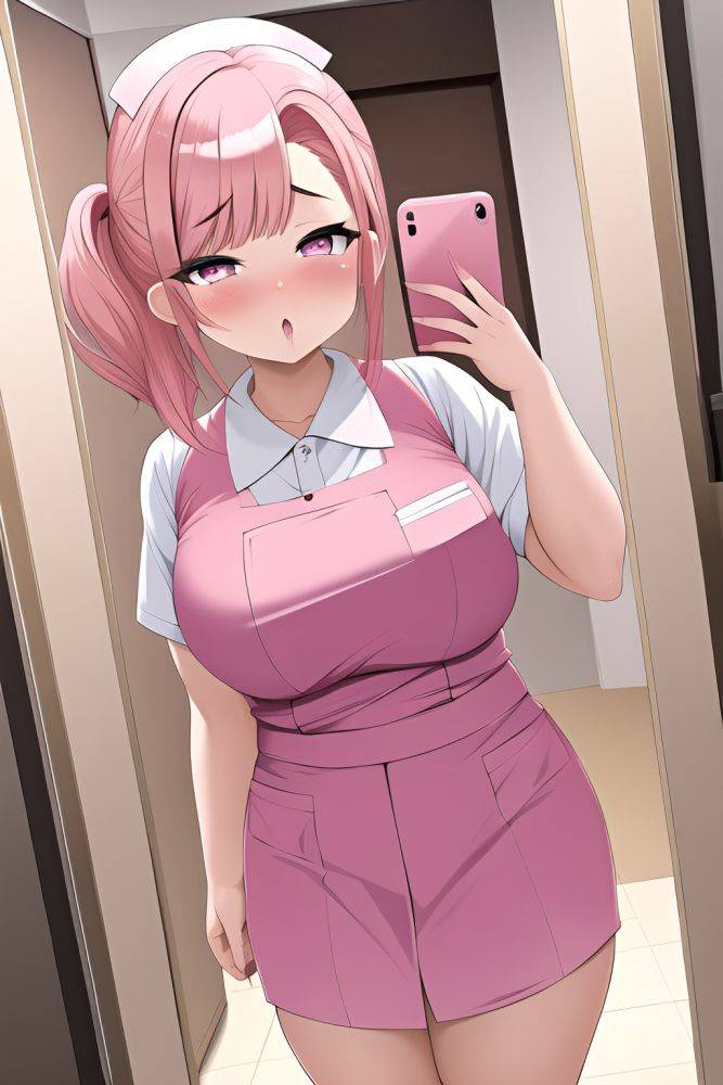 Anime Chubby Small Tits 40s Age Ahegao Face Pink Hair Slicked Hair Style Light Skin Mirror Selfie Mall Front View Jumping Nurse 3662251184709561906 - AI Hentai - #main