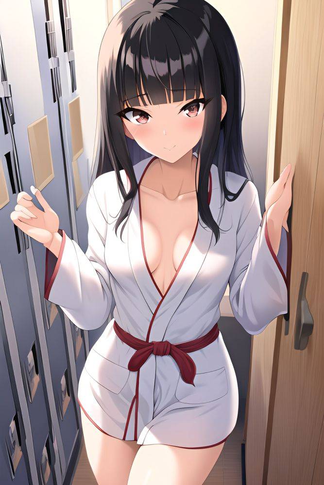 Anime Skinny Small Tits 60s Age Seductive Face Black Hair Messy Hair Style Light Skin Vintage Locker Room Front View Yoga Bathrobe 3662355550268709661 - AI Hentai - #main