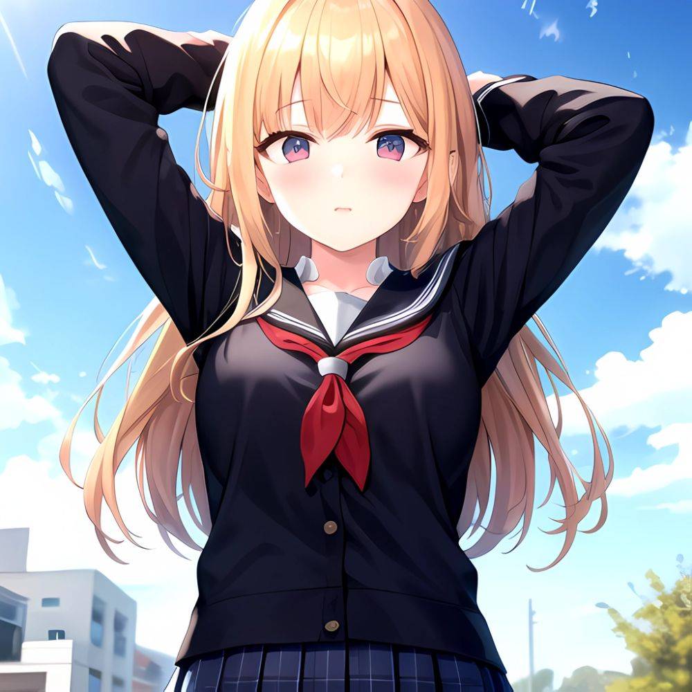1girl Solo Schoolgirl Pov Arms Behind Head Arms Up, 454202952 - AI Hentai - #main