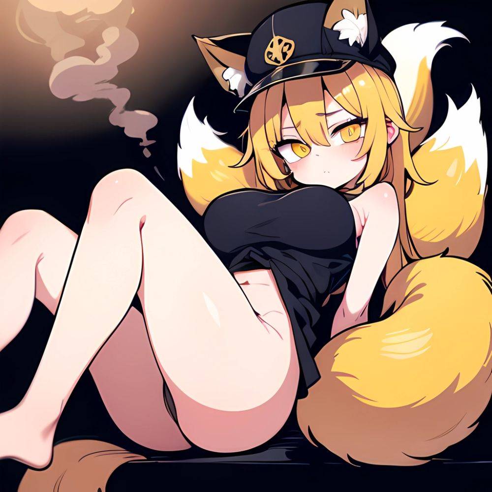 Yakumo Ran 1girl Blonde Hair Breasts Cleft Of Venus Closed Mouth Completely Nude Curvy Feet Out Of Frame Fox Tail, 3001137280 - AI Hentai - #main