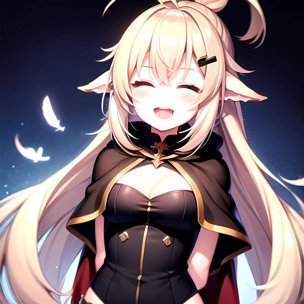 1girl D Ahoge Blush Brown Capelet Brown Cloak Brown Hair Capelet Cleavage Cutout Cloak Closed Eyes Clothing Cutout Crossed Bangs, 2013833325 - AI Hentai - #main