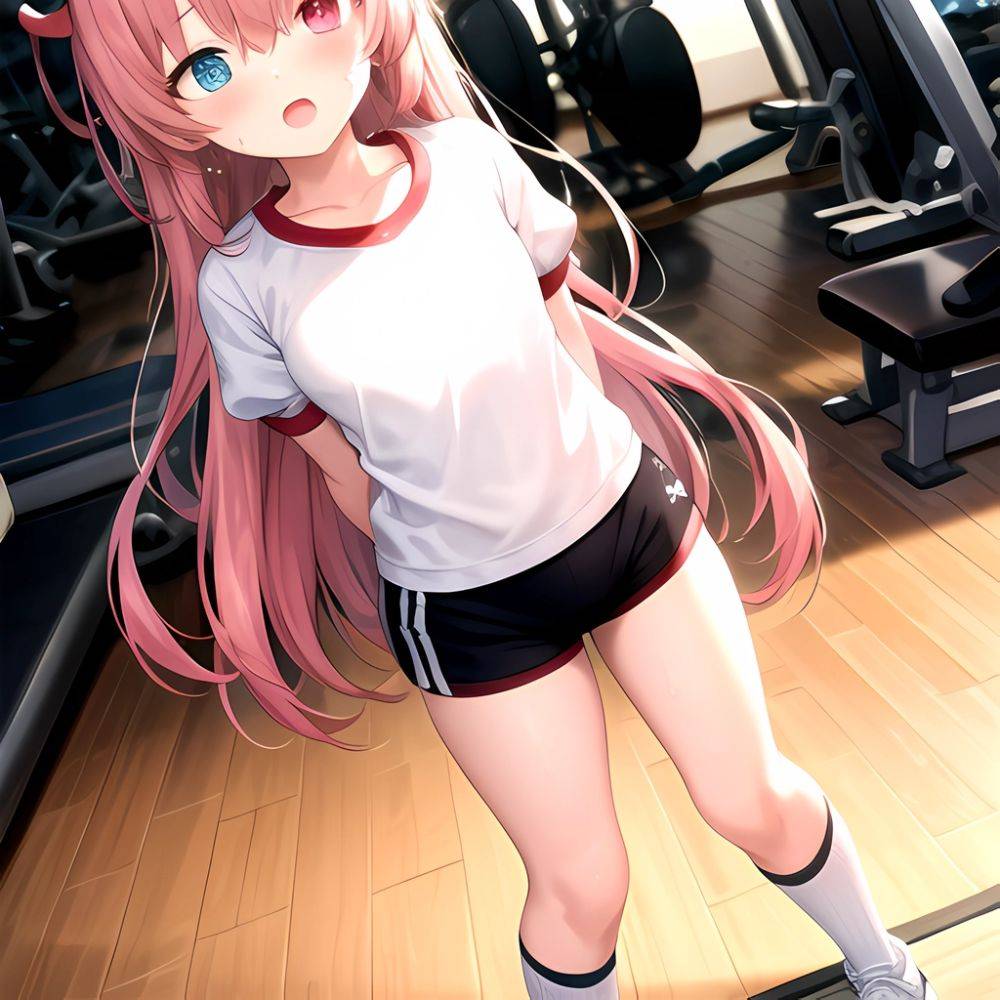 Hoshino Blue Archive 1girl Ahoge Alternate Costume Arms Behind Back Black Shorts Blue Eyes Blush Collarbone Flat Chest Flying Sw, 2155307126 - AI Hentai - #main