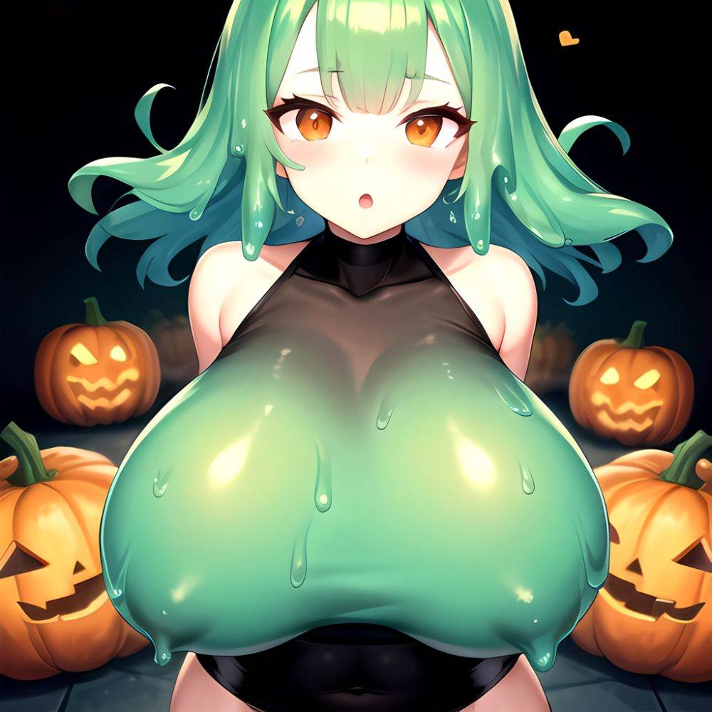 Orange Slime Messy Slime Big Boobs Pov Pumpkins Orange And Black Standing Up Facing The Viewer Arms Behind Back, 1093640724 - AI Hentai - #main