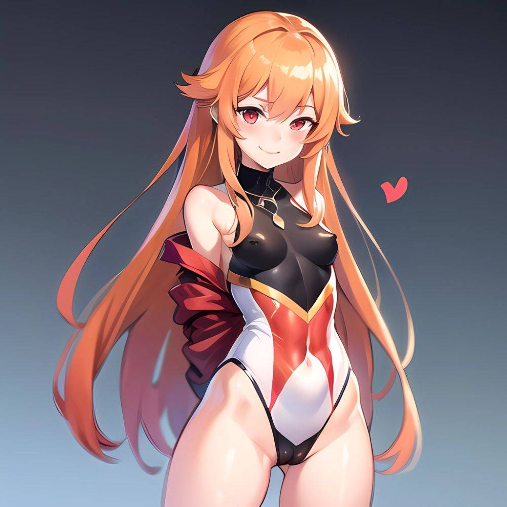 1girl Mature Belt Blush Breasts Cameltoe Gem Heart Highres Hyper Blossom Jacket Jewelry Leotard Long Hair Magical Girl Orange Ha, 786215435 - AI Hentai - #main