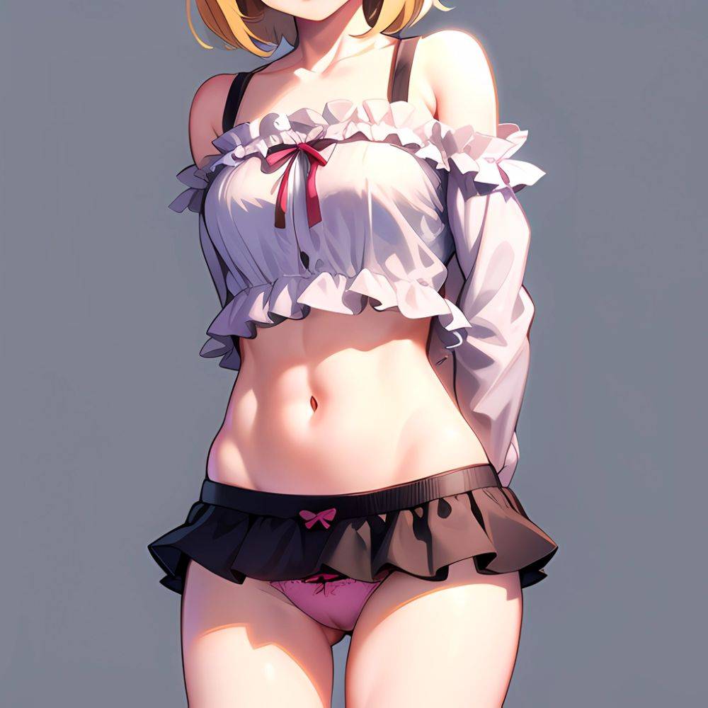 1girl Blonde Hair Frilled Panties Frills Highres Hip Bones Looking At Viewer Makaino Ririmu Multicolored Hair Navel Nijisanji No, 2879385815 - AI Hentai - #main