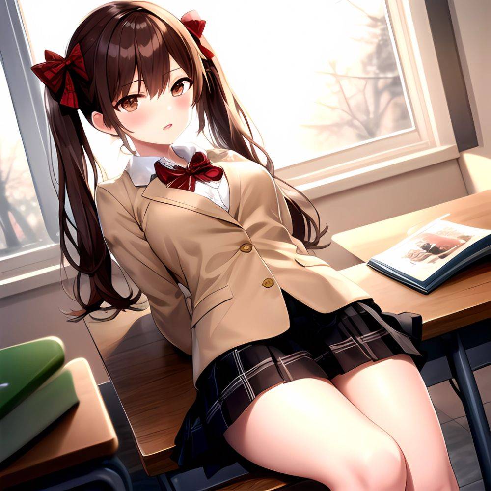 Shirai Kuroko 1girl Arms Behind Back Bdsm Black Skirt Blazer Blush Bondage Bound Bound Arms Bound Legs Bow Bowtie Brown, 4191199951 - AI Hentai - #main