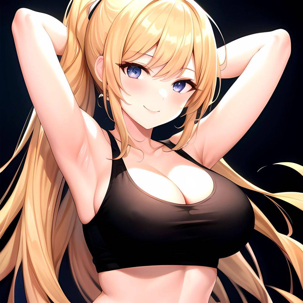 Beatrix Amerhauser 1girl Armpits Arms Behind Head Bare Shoulders Blonde Hair Breasts Cleavage Large Breasts Long Hair Looking At, 511170945 - AI Hentai - #main