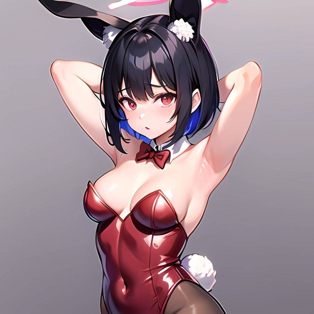 1girl Solo Animal Ears Armpits Black Hair Black Pantyhose Blue Archive Bow Bowtie Cat Ears Colored Inner Hair Coma Light825, 3795300071 - AI Hentai - #main