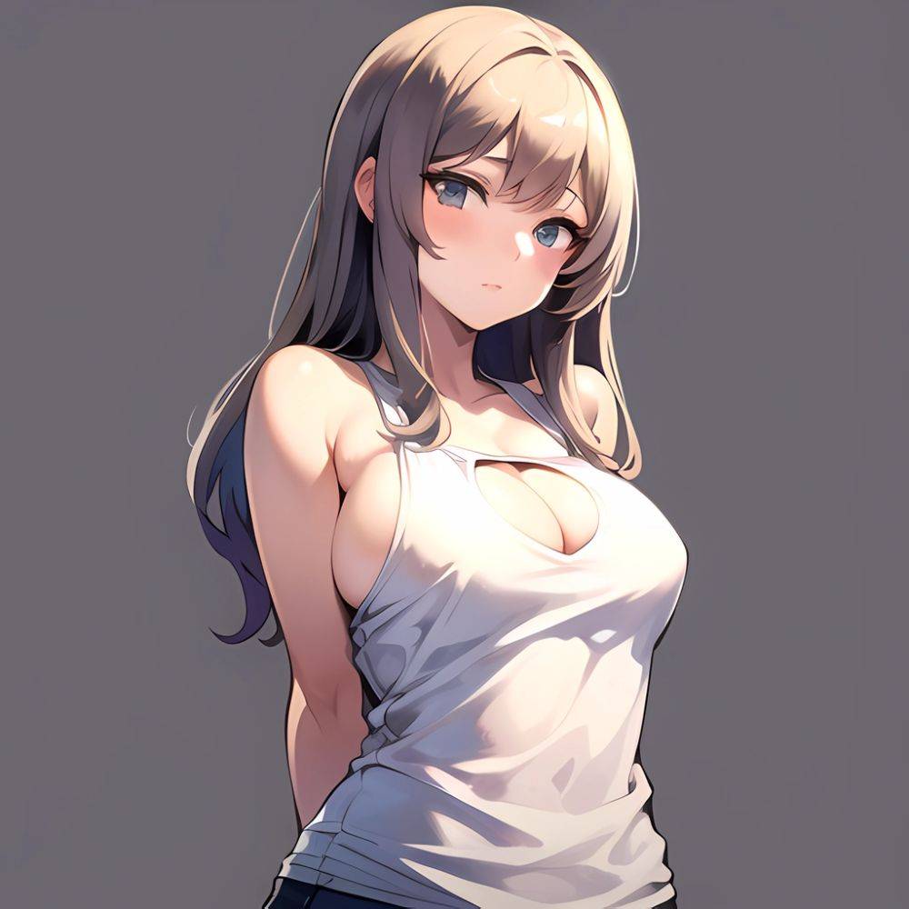 1girl Solo Big Boobs Pov Arms Behind Back Simple Background, 3352691649 - AI Hentai - #main