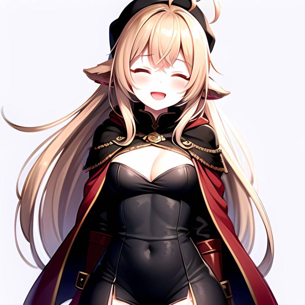 1girl D Ahoge Blush Brown Capelet Brown Cloak Brown Hair Capelet Cleavage Cutout Cloak Closed Eyes Clothing Cutout Crossed Bangs, 4195222125 - AI Hentai - #main