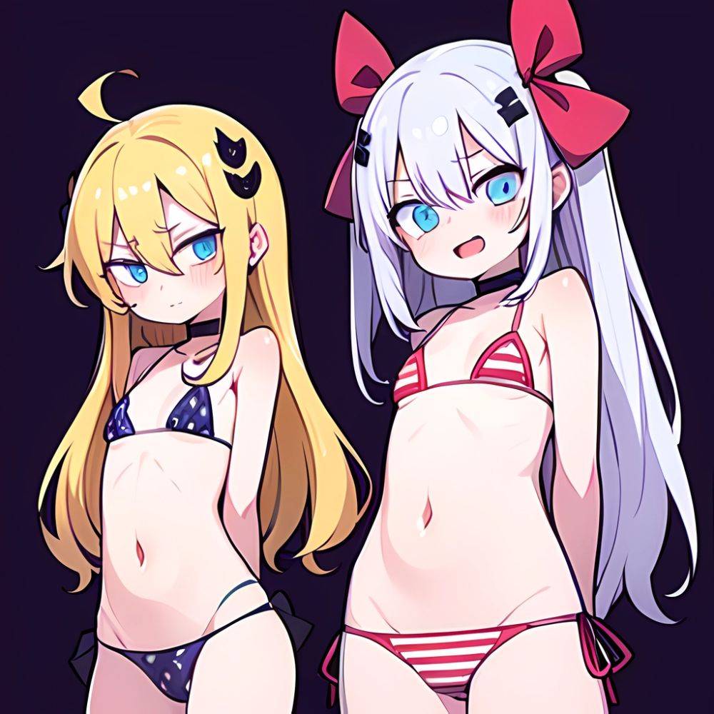 Gabriel Tenma White Raphiel Shiraha Ainsworth 2girls American Flag Bikini Bikini Blonde Hair Blue Eyes Blush Breasts Cross Hair, 3297220165 - AI Hentai - #main