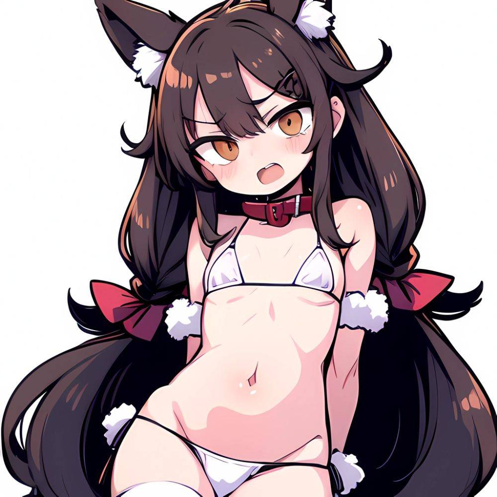 Minegumo Kancolle 1girl Animal Ears Bikini Braid Brown Eyes Cloud Hair Ornament Fake Animal Ears Fur Collar Fur Cuffs Light, 832520861 - AI Hentai - #main