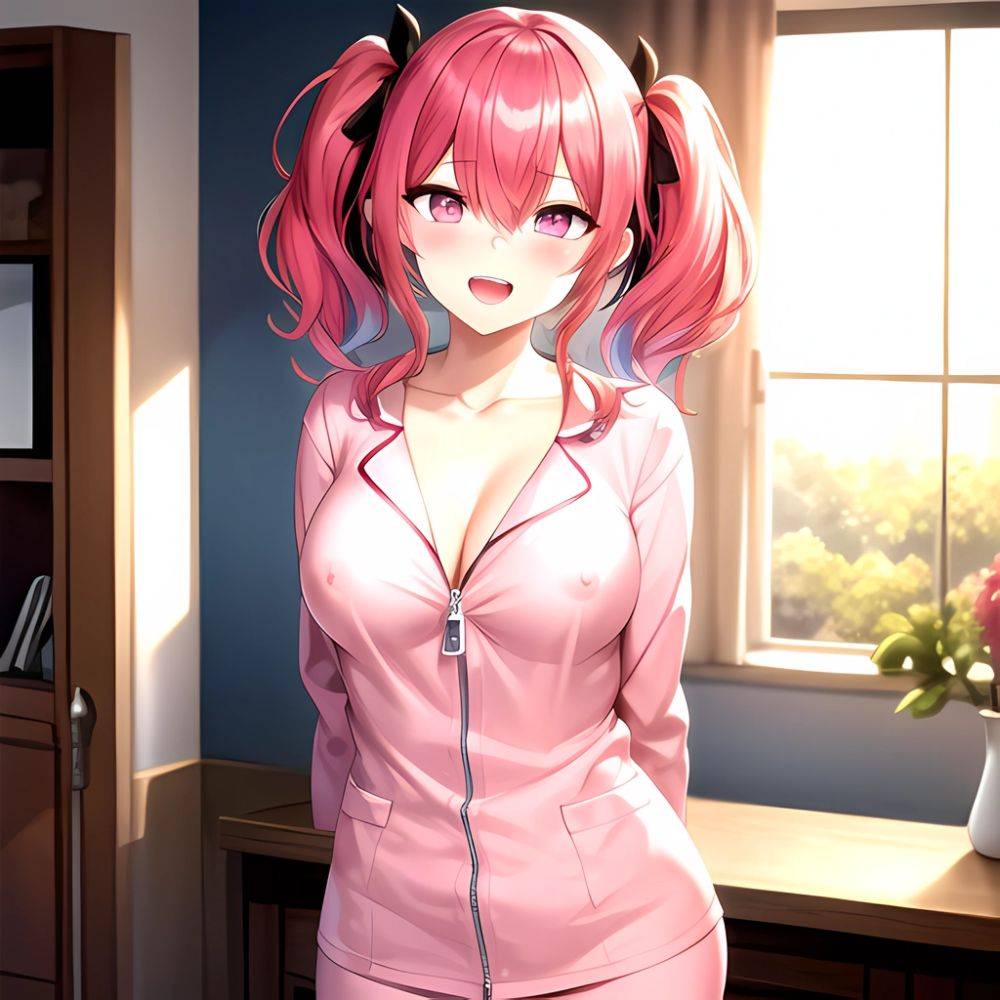 Han Juri 1girl Blush Breasts Breasts Apart Collarbone Hair Over One Eye Large Breasts Long Sleeves Multicolored Hair Navel Nippl, 1827363672 - AI Hentai - #main