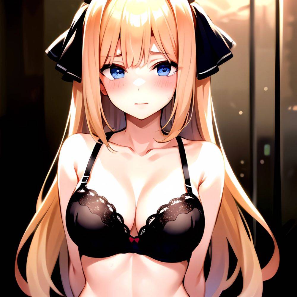 1girl Blonde Hair Blue Eyes Black Bra Blush Breasts Go Toubun No Hanayome Miku Day Nakano Miku Arms Behind Back, 2182218387 - AI Hentai - #main