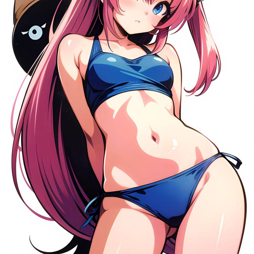 1990s Style 1girl Arms Behind Back 1 4 Bikini Blue Bikini Blue Eyes Cowboy Shot Kokura Masashi Long Hair Looking, 1023123844 - AI Hentai - #main