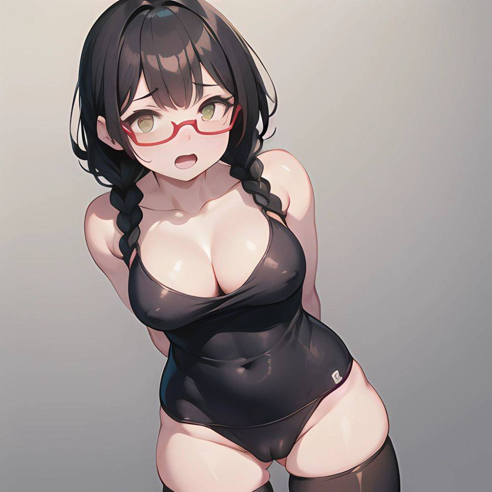 1girl Bare Shoulders Black Hair Black Nails Blush Braid Breasts Cameltoe Cleavage Cowboy Shot Large Breasts Like And Retweet Nip, 1850435024 - AI Hentai - #main