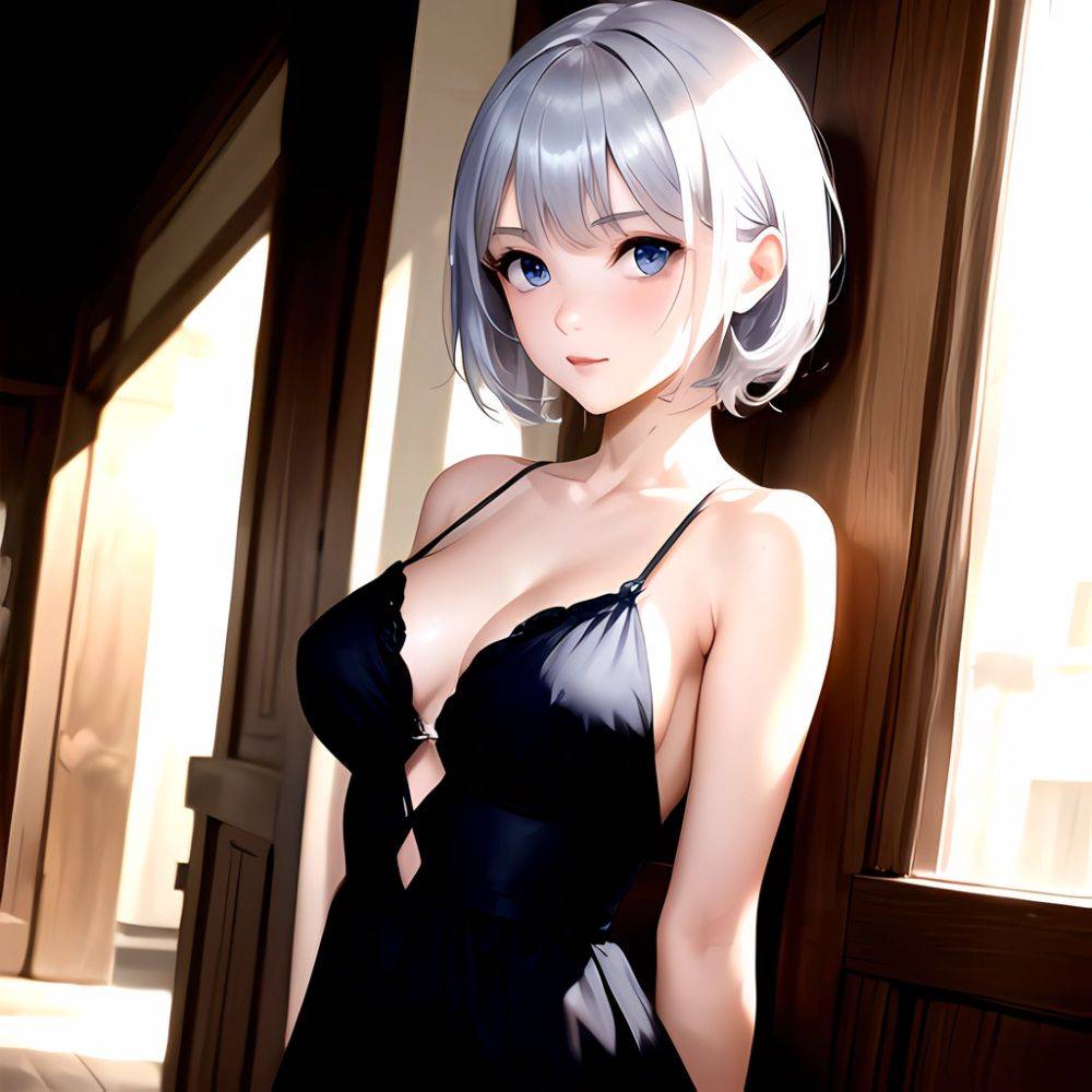 1girl Sexy Blue Eyes Silver Hair Arms Behind Back Facing The Camera Looking At The Camera, 109449859 - AI Hentai - #main