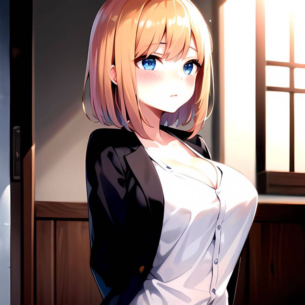 1girl Blonde Hair Blue Eyes Blush Breasts Go Toubun No Hanayome Miku Day Nakano Miku Arms Behind Back, 128163626 - AI Hentai - #main