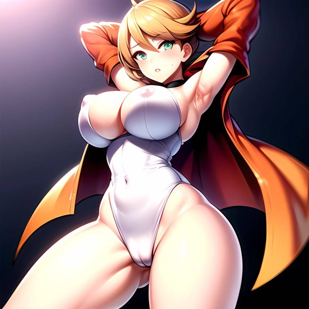 1girl Armpits Back Bare Legs Bikini Blush Breasts Covered Navel Cowboy Shot Creatures Company Female Focus Game Freak Green Eyes, 3132893918 - AI Hentai - #main