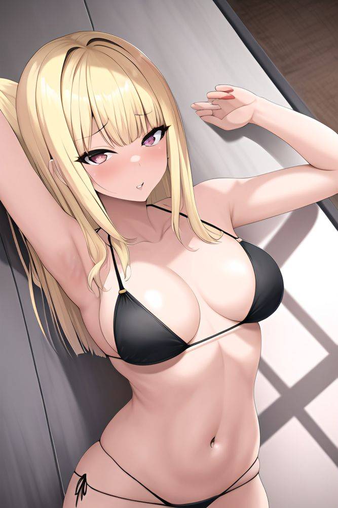 Anime Skinny Small Tits 60s Age Ahegao Face Blonde Bangs Hair Style Light Skin Charcoal Prison Side View On Back Bikini 3663287128672064165 - AI Hentai - #main