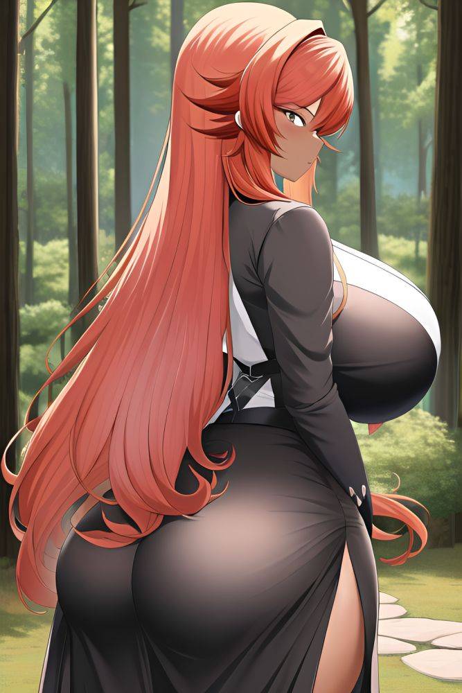 Anime Busty Huge Boobs 30s Age Serious Face Ginger Straight Hair Style Dark Skin Crisp Anime Forest Back View Gaming Goth 3663546117702519502 - AI Hentai - #main