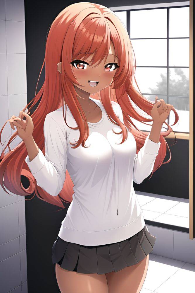 Anime Busty Small Tits 70s Age Laughing Face Ginger Straight Hair Style Dark Skin Black And White Bathroom Front View Yoga Mini Skirt 3663878548331735926 - AI Hentai - #main